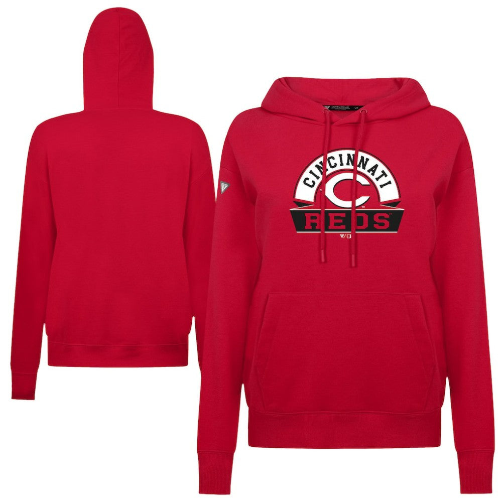 Cincinnati Reds Levelwear Women's Adorn Banner Arch Hoodie - Red - MLB Online