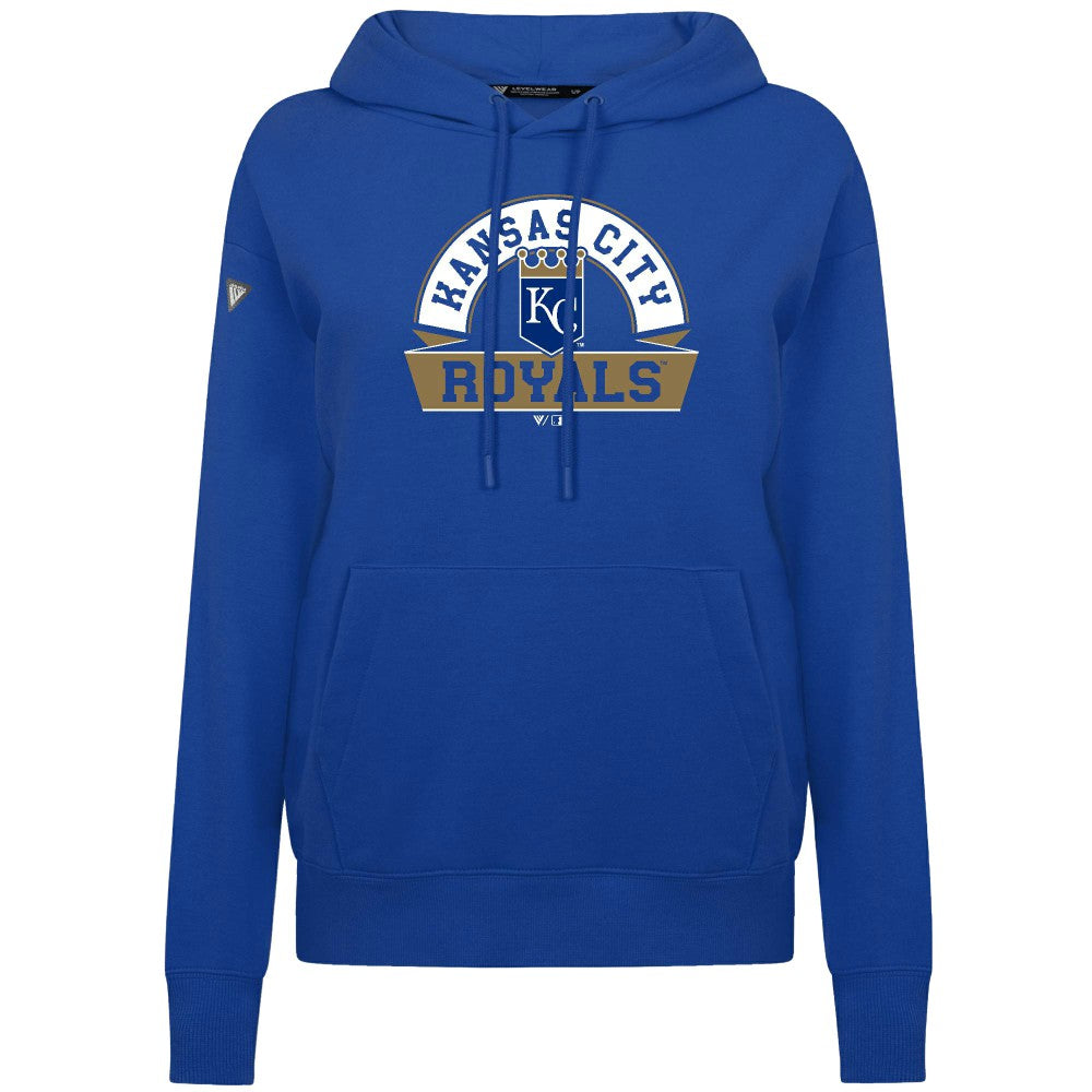 Kansas City Royals Levelwear Women's Adorn Banner Arch Hoodie - Royal - MLB on Sale
