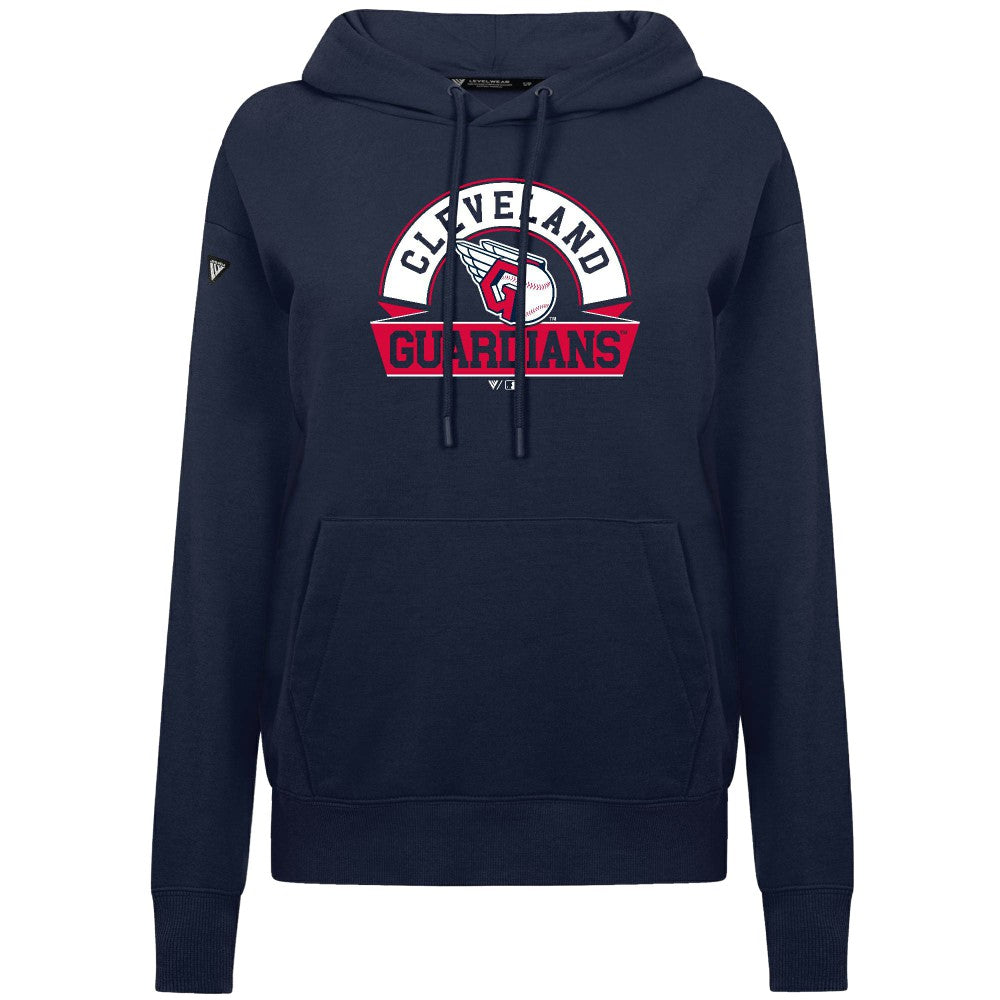 Cleveland Guardians Levelwear Women's Adorn Banner Arch Hoodie - Navy - MLB Sale
