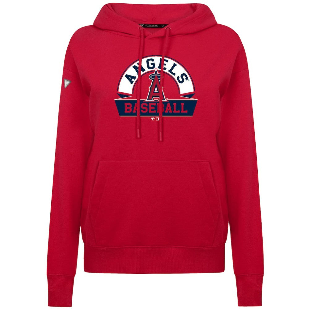 Los Angeles Angels Levelwear Women's Adorn Banner Arch Hoodie - Red - MLB Lifestyle