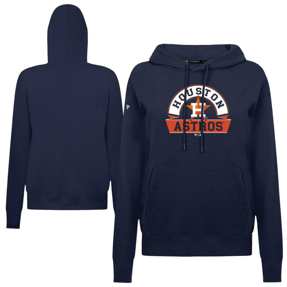 Houston Astros Levelwear Women's Adorn Banner Arch Hoodie - Navy - MLB Discount