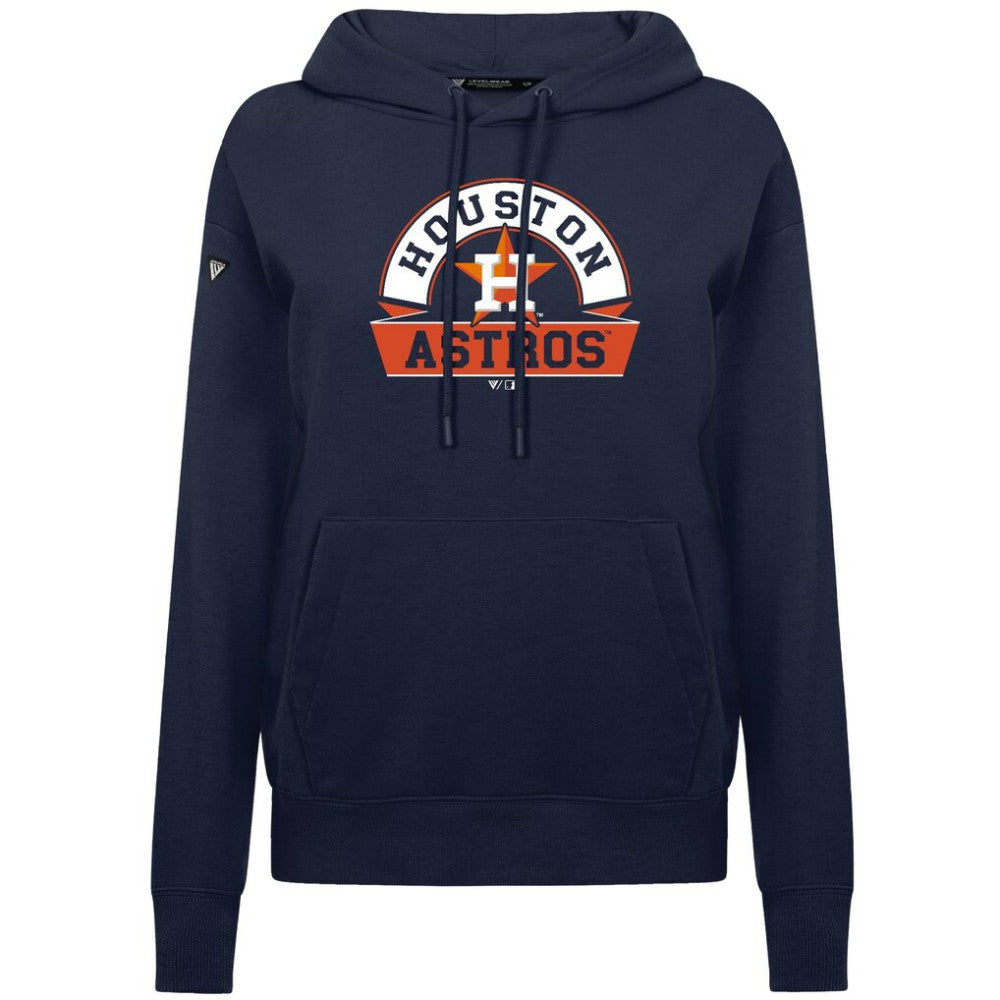 Houston Astros Levelwear Women's Adorn Banner Arch Hoodie - Navy - MLB Discount