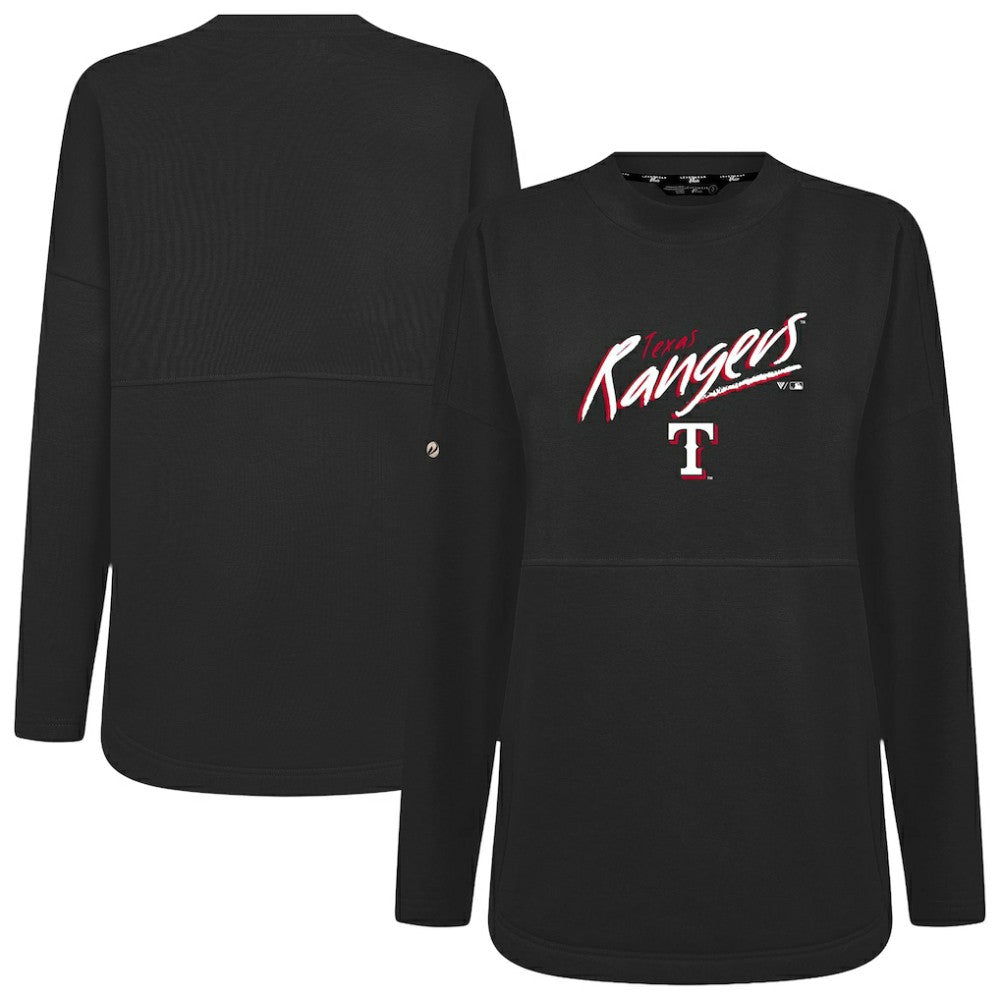 Texas Rangers Levelwear Women's Oversized Beaudry Sizzle Top - Black - MLB Discount