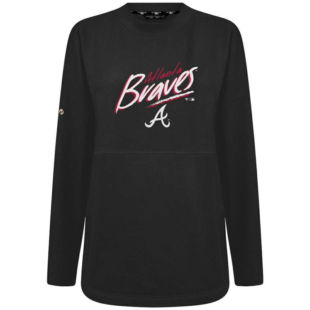 Atlanta Braves Levelwear Women's Oversized Beaudry Sizzle Top - Black - MLB Lifestyle
