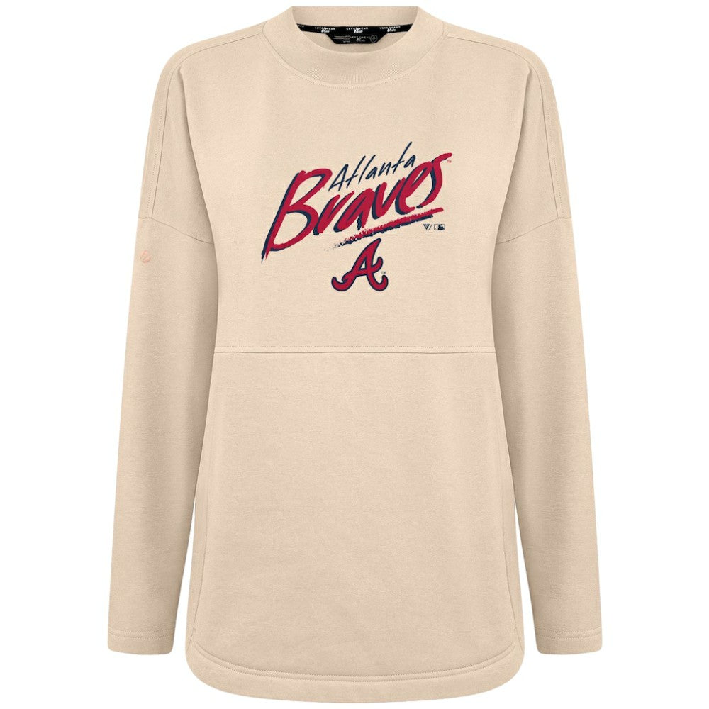 Atlanta Braves Levelwear Women's Oversized Beaudry Sizzle Top - Khaki - MLB on Sale