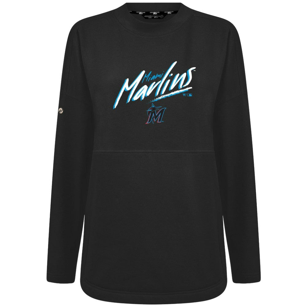 Miami Marlins Levelwear Women's Oversized Beaudry Sizzle Top - Black - MLB on Sale