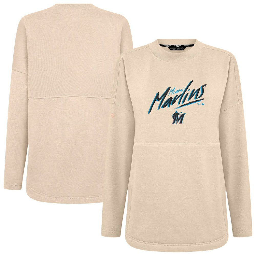 Miami Marlins Levelwear Women's Oversized Beaudry Sizzle Top - Khaki - MLB Lifestyle