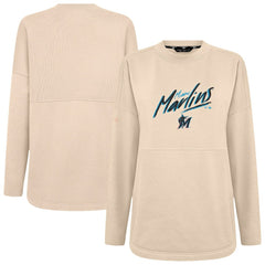 Miami Marlins Levelwear Women's Oversized Beaudry Sizzle Top - Khaki - MLB Lifestyle