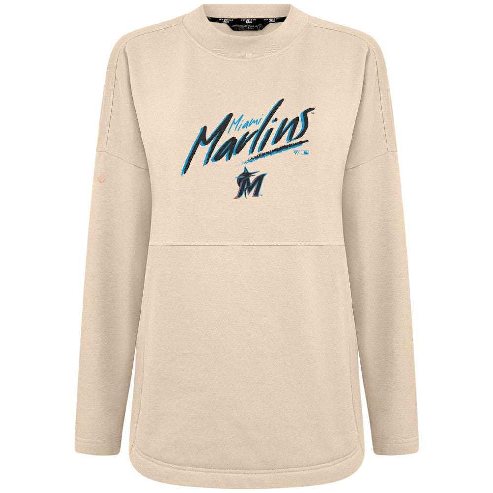 Miami Marlins Levelwear Women's Oversized Beaudry Sizzle Top - Khaki - MLB Lifestyle
