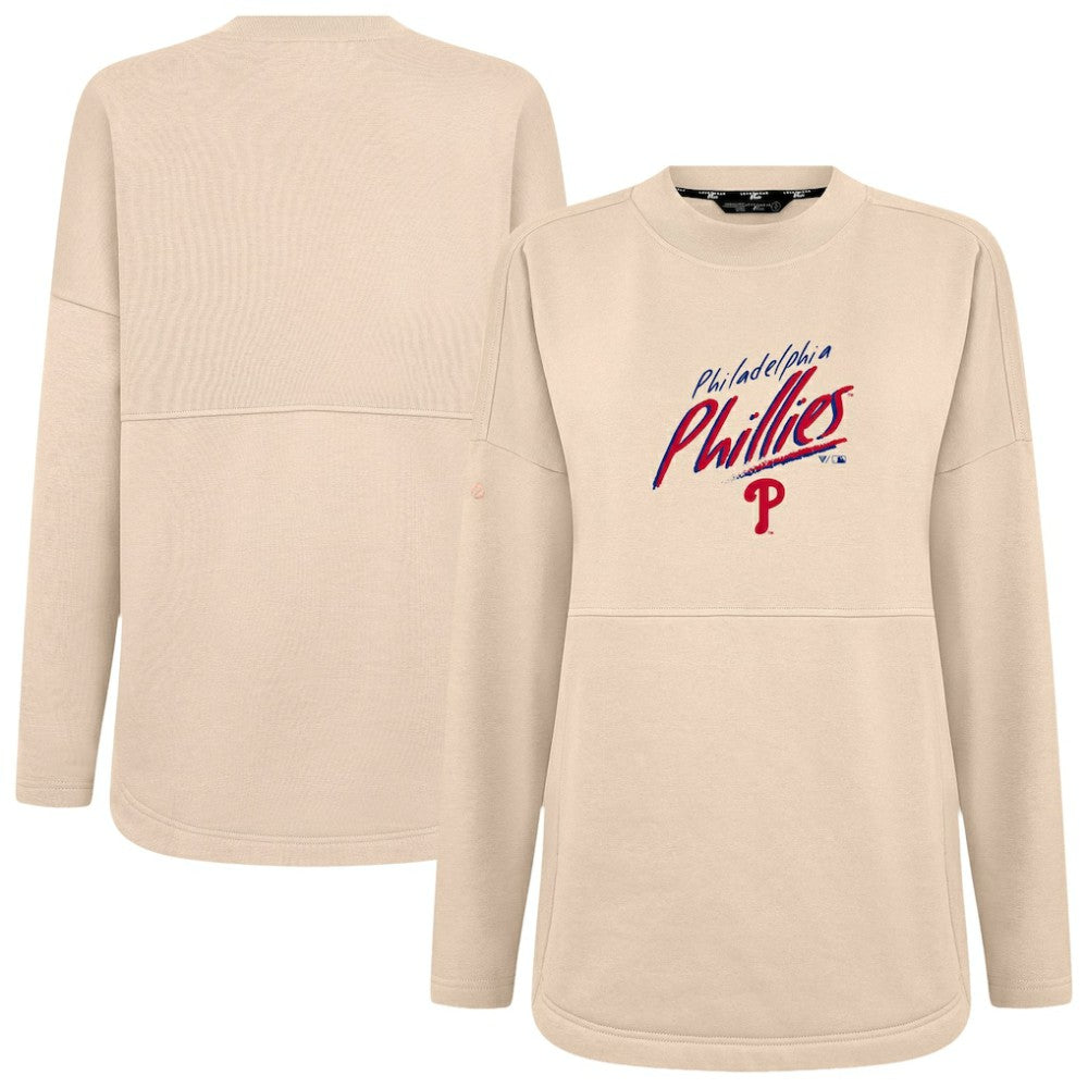Philadelphia Phillies Levelwear Women's Oversized Beaudry Sizzle Top - Khaki - MLB Discount