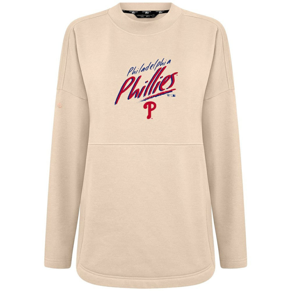Philadelphia Phillies Levelwear Women's Oversized Beaudry Sizzle Top - Khaki - MLB Discount
