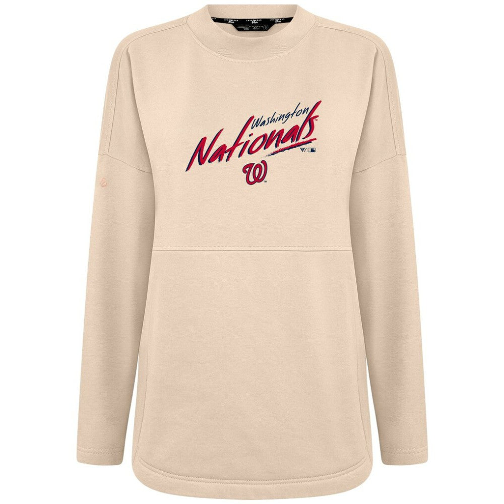 Washington Nationals Levelwear Women's Oversized Beaudry Sizzle Top - Khaki - MLB Discount