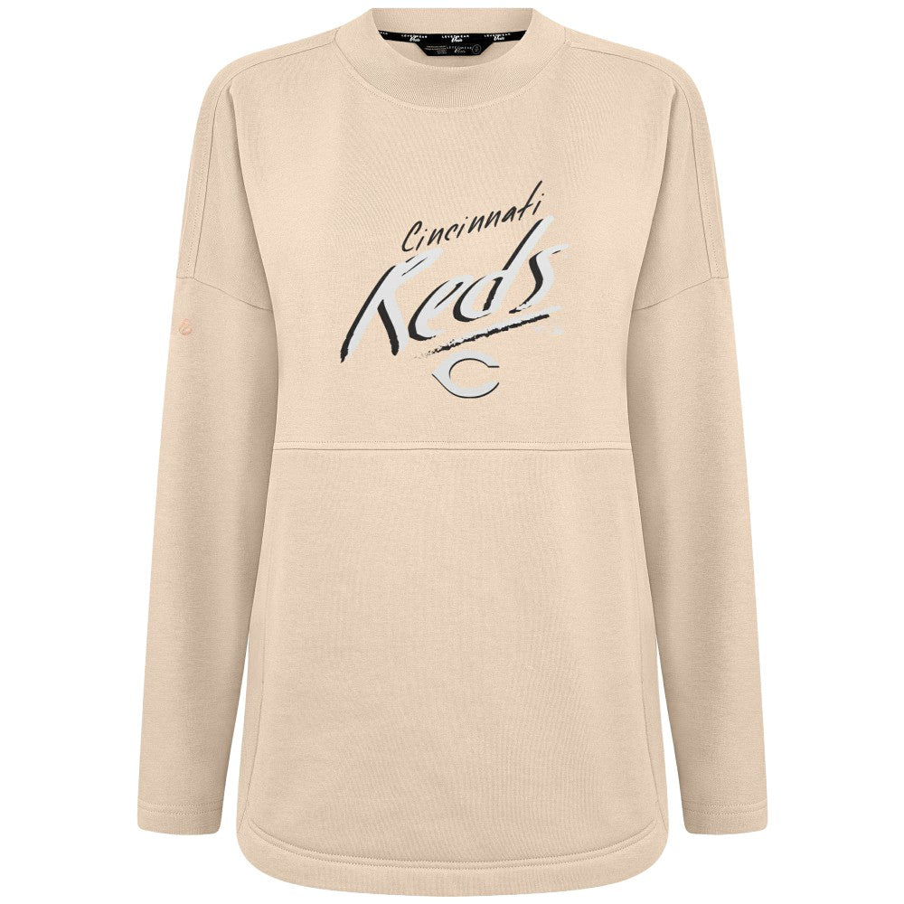 Cincinnati Reds Levelwear Women's Oversized Beaudry Sizzle Top - Khaki - MLB Online
