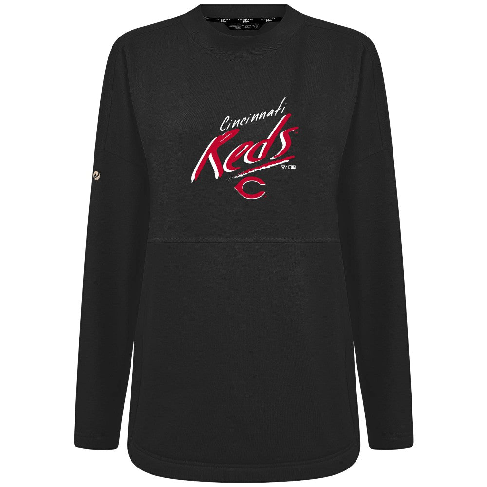 Cincinnati Reds Levelwear Women's Oversized Beaudry Sizzle Top - Black - MLB Sale