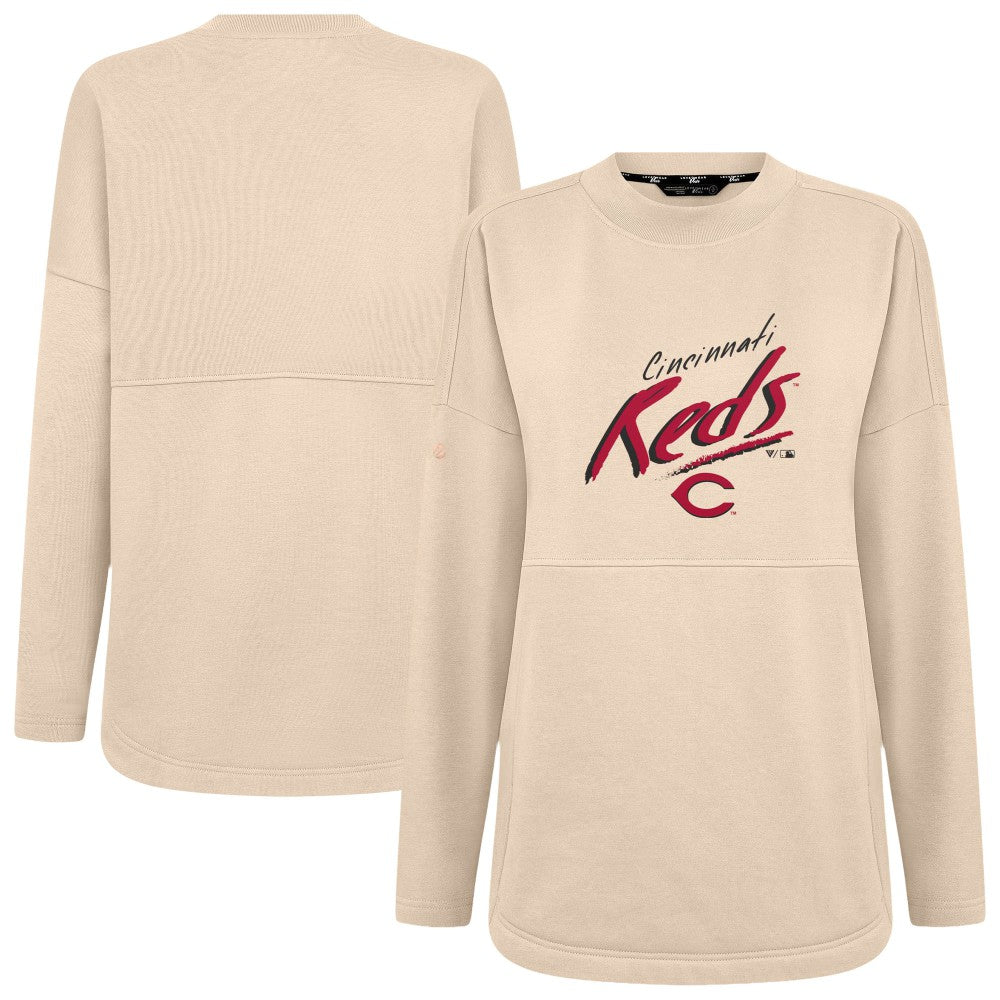 Cincinnati Reds Levelwear Women's Oversized Beaudry Sizzle Top - Khaki - MLB Online
