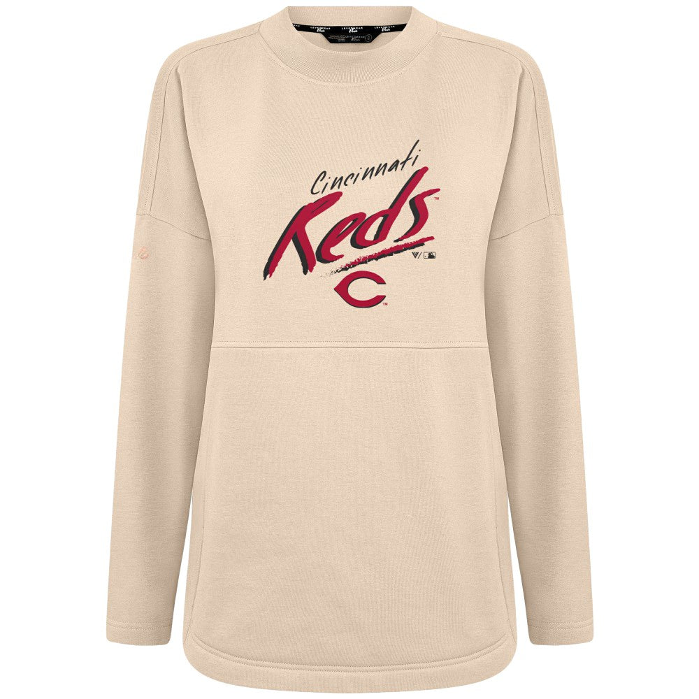 Cincinnati Reds Levelwear Women's Oversized Beaudry Sizzle Top - Khaki - MLB Online