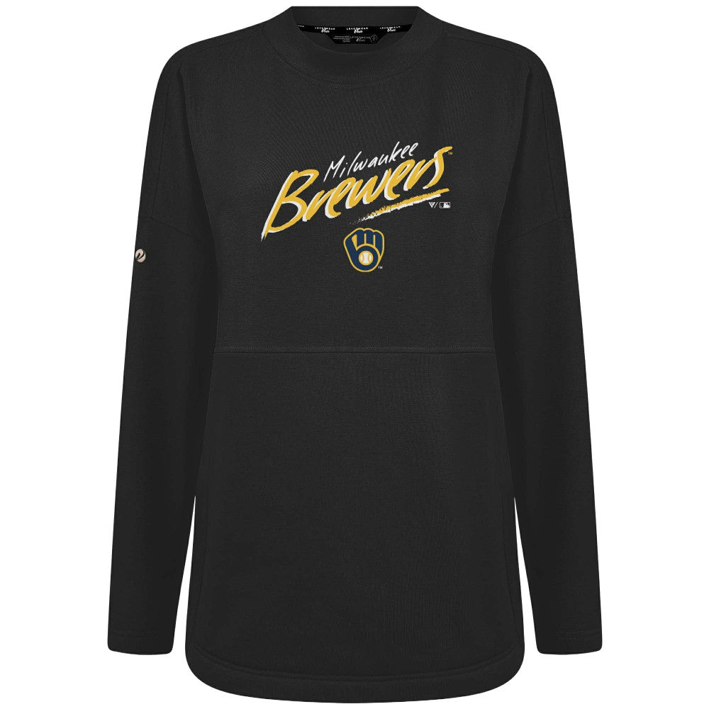 Milwaukee Brewers Levelwear Women's Oversized Beaudry Sizzle Top - Black - MLB Sale