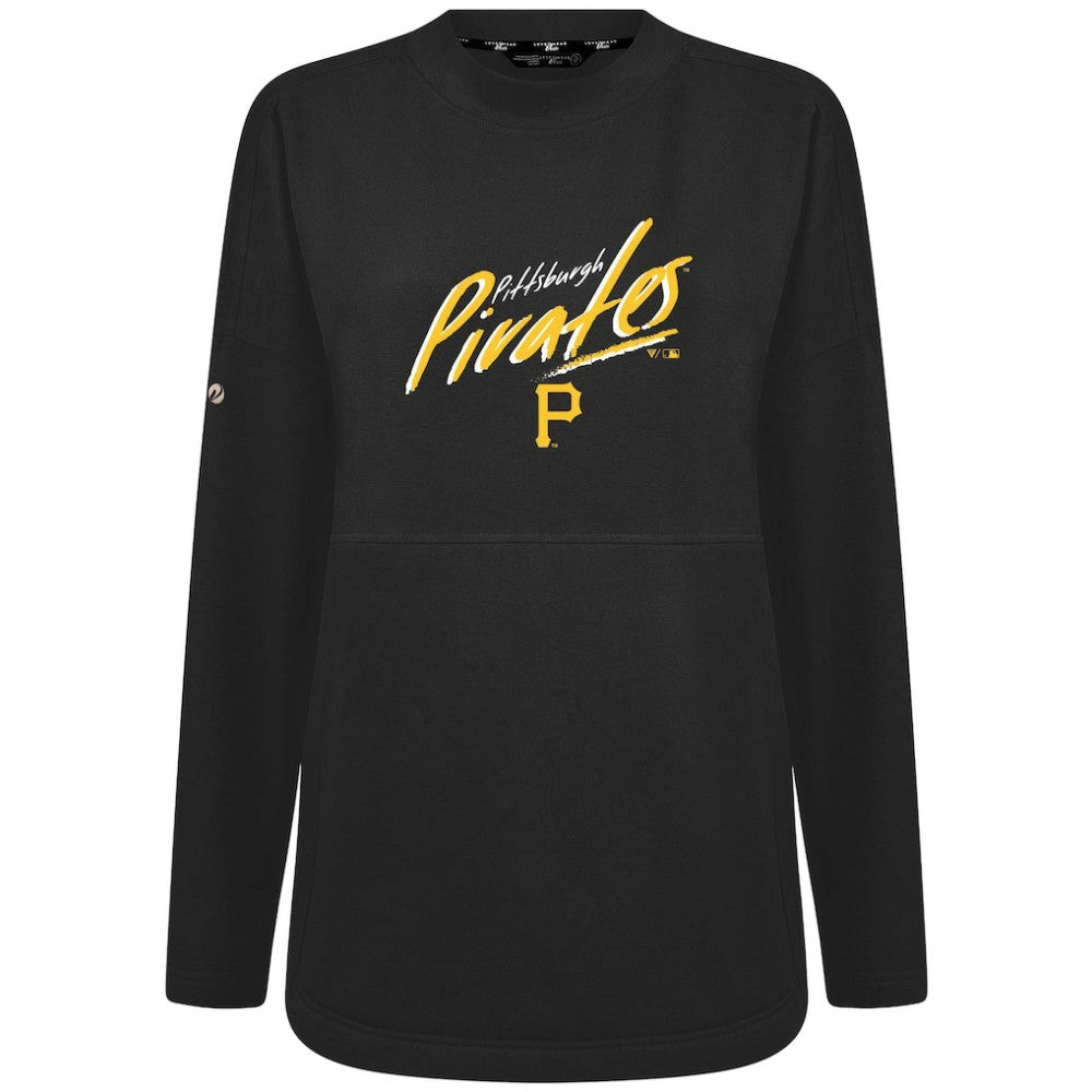Pittsburgh Pirates Levelwear Women's Oversized Beaudry Sizzle Top - Black - MLB Online