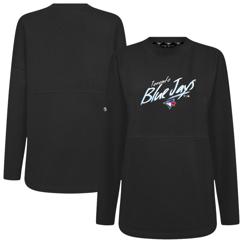 Toronto Blue Jays Levelwear Women's Oversized Beaudry Sizzle Top - Black - MLB Lifestyle