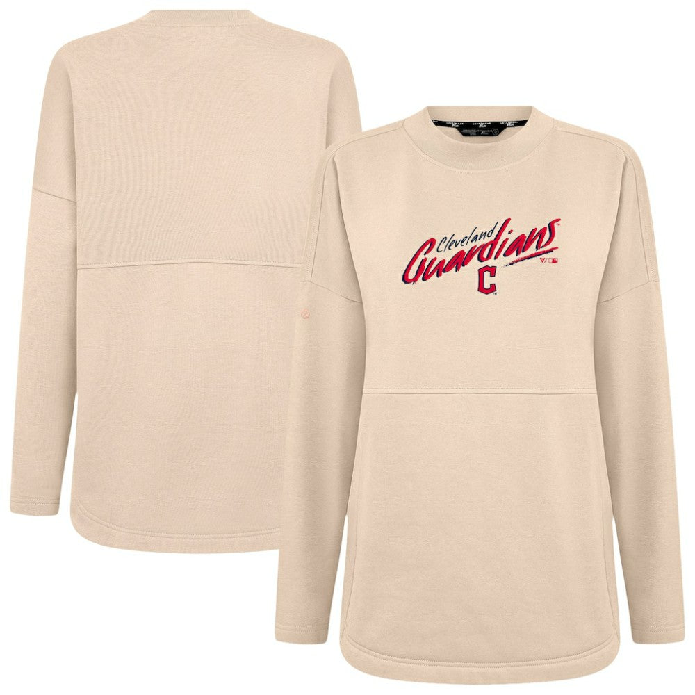 Cleveland Guardians Levelwear Women's Oversized Beaudry Sizzle Top - Khaki - MLB Lifestyle
