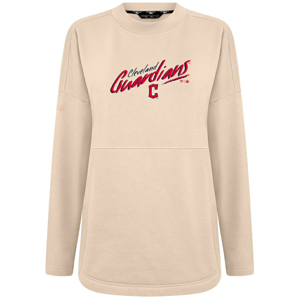 Cleveland Guardians Levelwear Women's Oversized Beaudry Sizzle Top - Khaki - MLB Lifestyle
