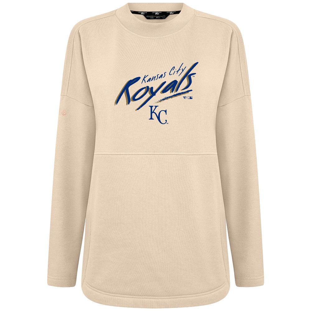 Kansas City Royals Levelwear Women's Oversized Beaudry Sizzle Top - Khaki - MLB Discount