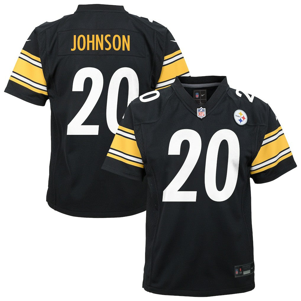 Nike Kaleb Johnson Pittsburgh Steelers Youth Team Game Jersey Black