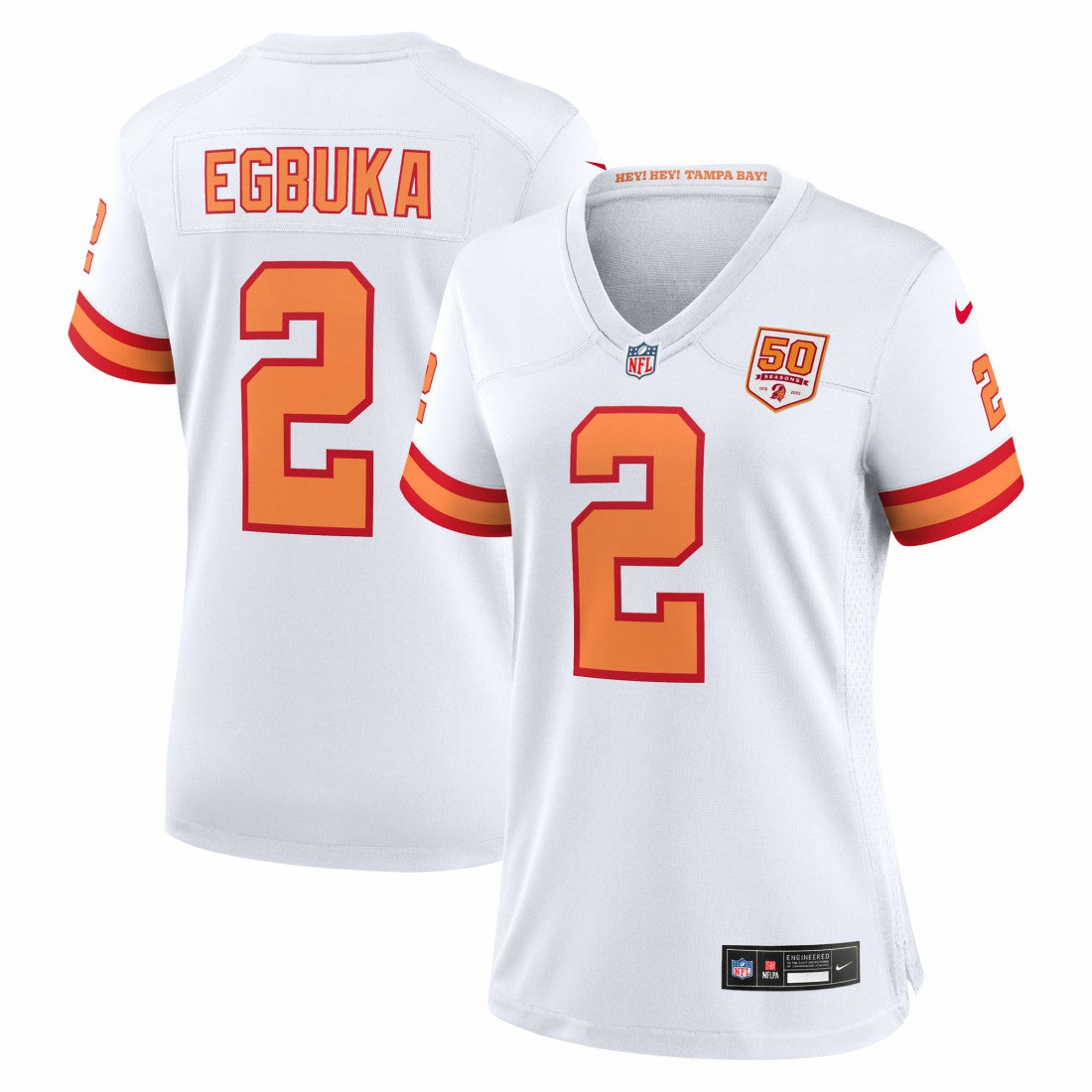 Nike Emeka Egbuka '76 Tampa Bay Buccaneers Women's Alternate 50th Season Game Jersey White