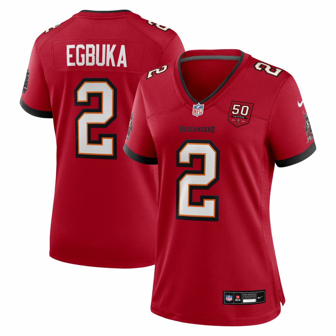 Nike Emeka Egbuka Tampa Bay Buccaneers Women's Team 50th Season Game Jersey Red