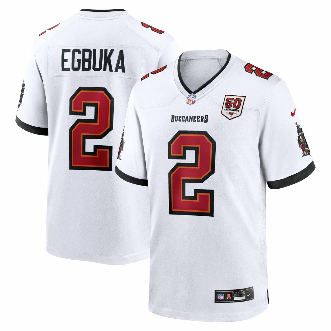 Nike Emeka Egbuka Tampa Bay Buccaneers 50th Season Game Jersey White