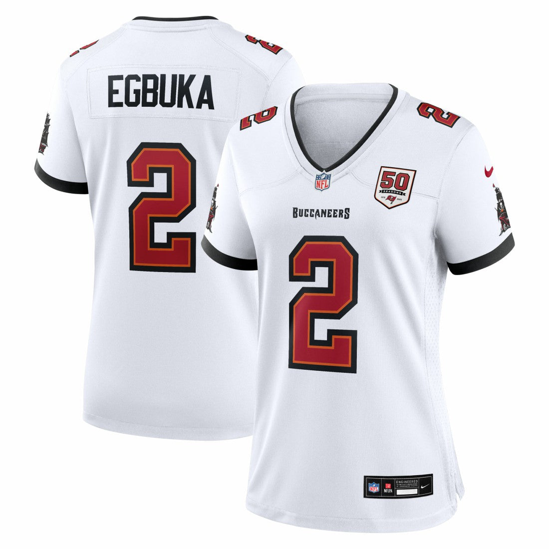 Nike Emeka Egbuka Tampa Bay Buccaneers Women's 50th Season Game Jersey White