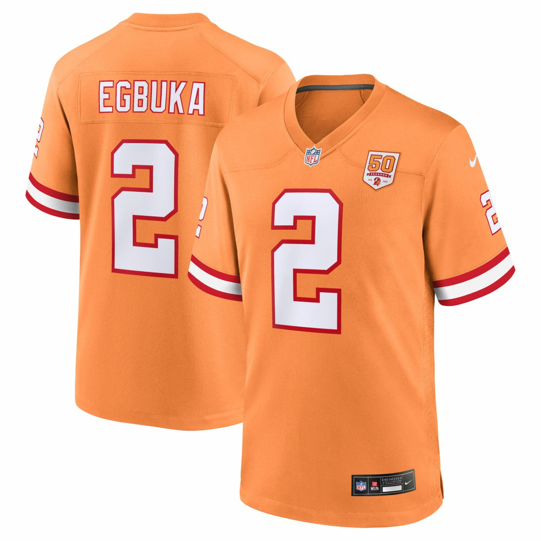 Nike Emeka Egbuka Tampa Bay Buccaneers Alternate 2 50th Season Game Jersey Creamsicle