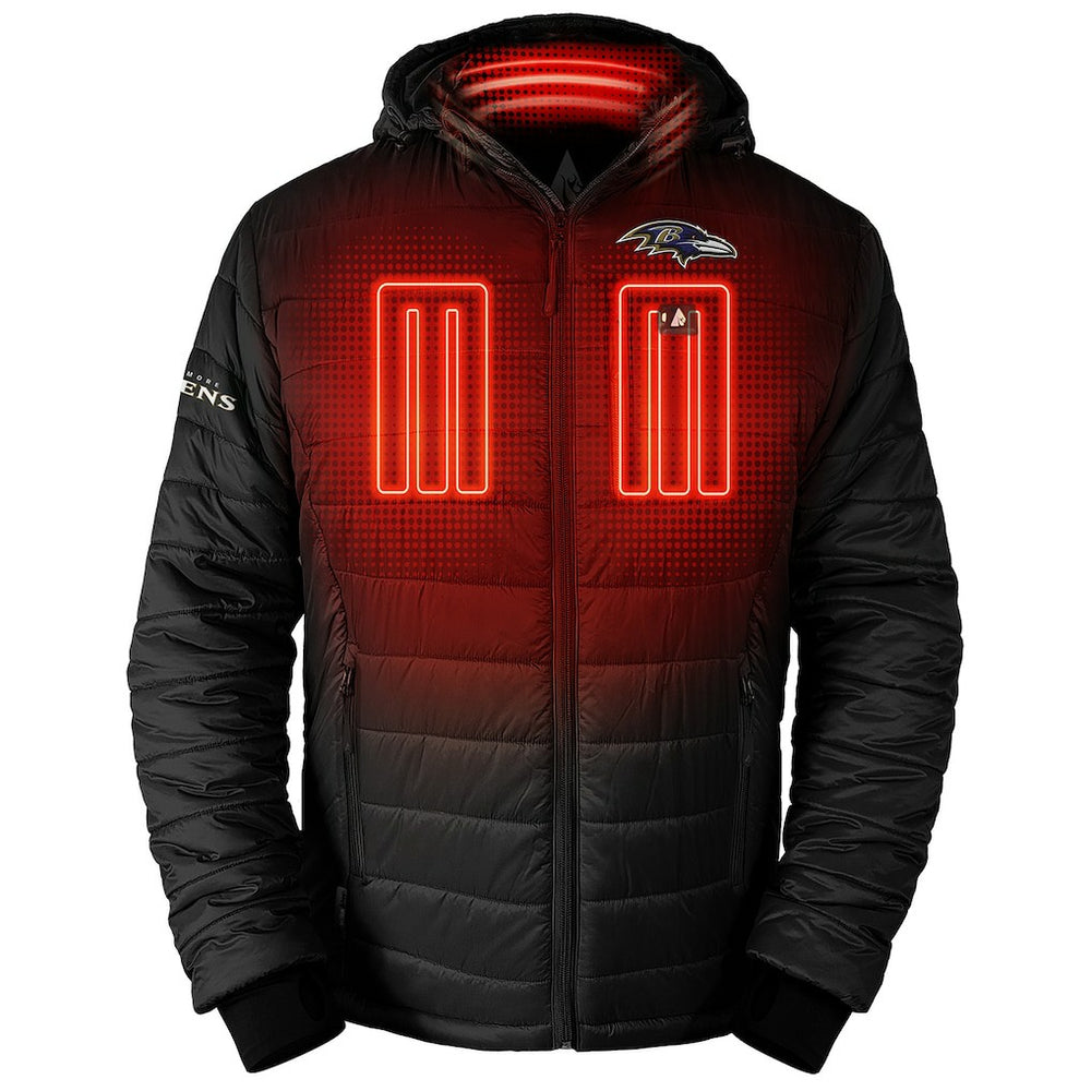 Baltimore Ravens ActionHeat 5V Battery Heated Full-Zip Hoodie Puffer Jacket Black