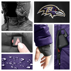 Baltimore Ravens ActionHeat 5V Battery Heated Full-Zip Hoodie Puffer Jacket Purple