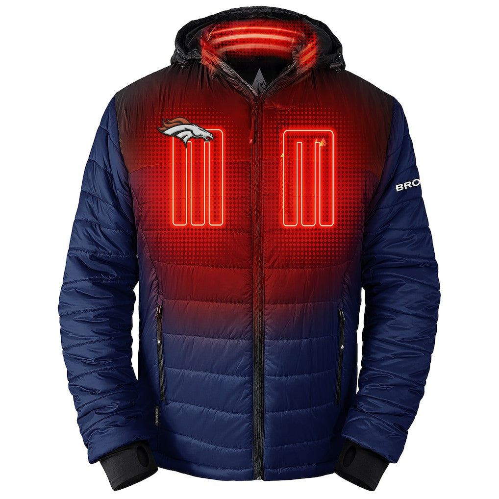 Denver Broncos ActionHeat 5V Battery Heated Colorblock Full-Zip Puffer Jacket Black/Navy