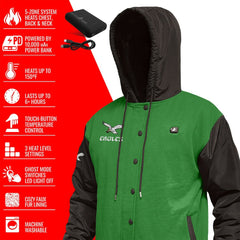 Philadelphia Eagles ActionHeat 5V Battery Heated Full-Snap Varsity Jacket Kelly Green/Black