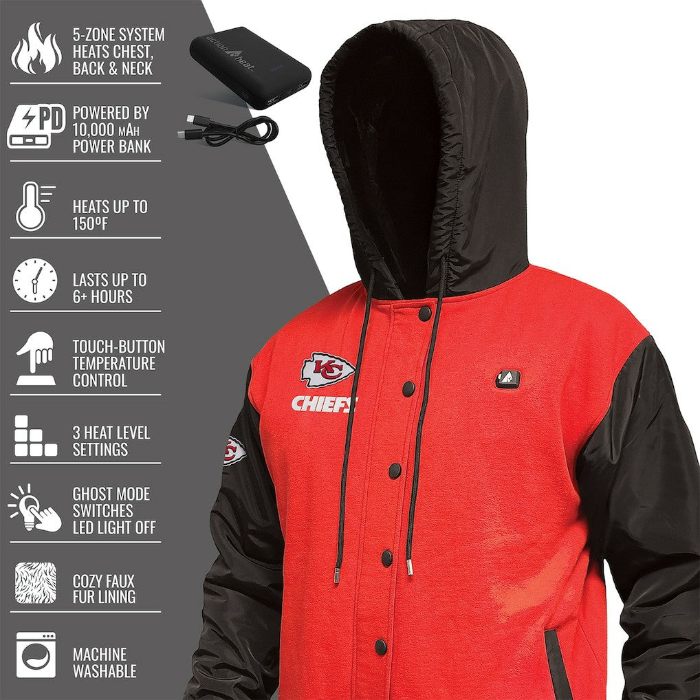 Kansas City Chiefs ActionHeat 5V Battery Heated Full-Snap Varsity Jacket Red/Black