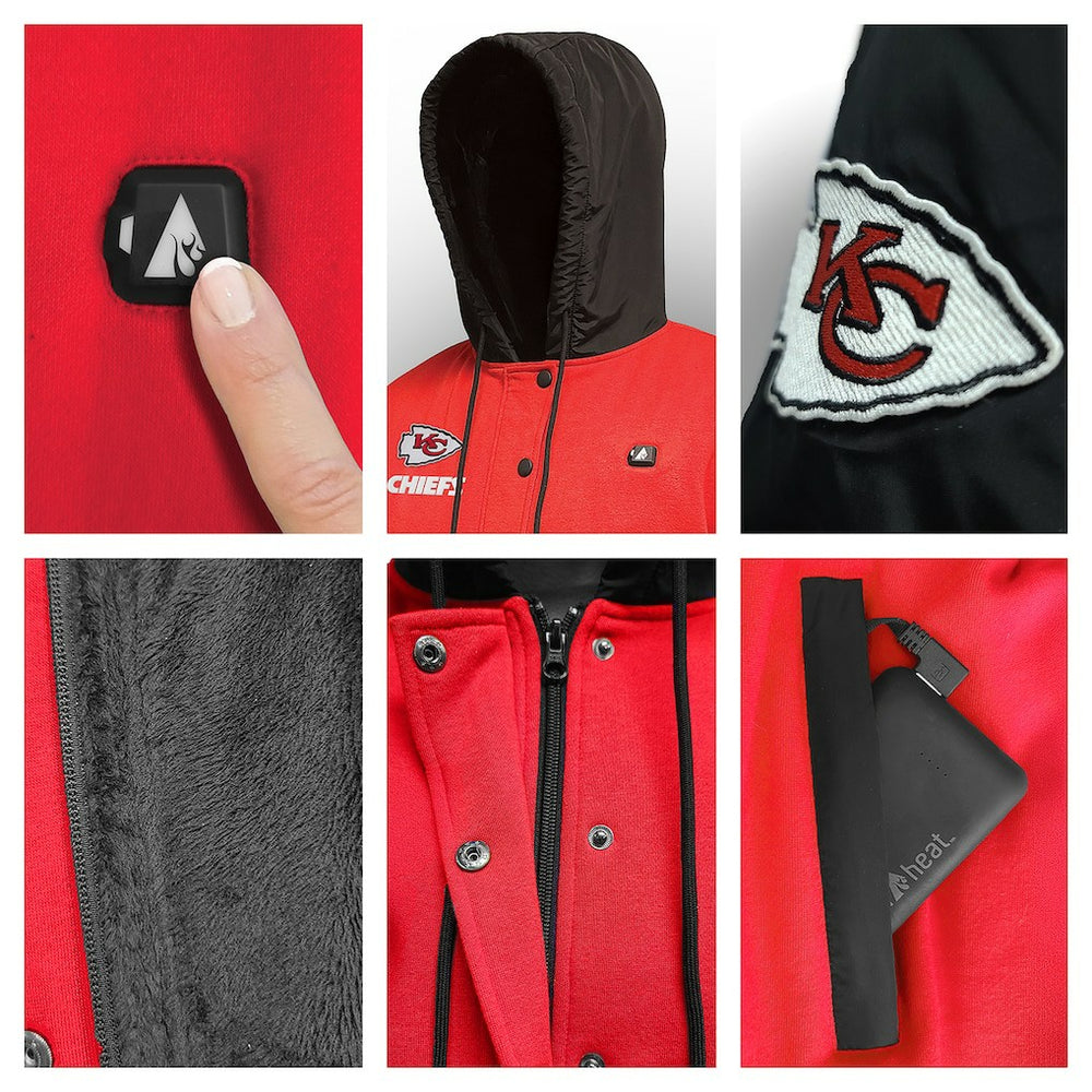 Kansas City Chiefs ActionHeat 5V Battery Heated Full-Snap Varsity Jacket Red/Black