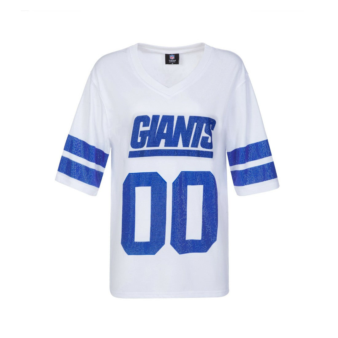 New York Giants Cuce Women's Rhinestone V-Neck Tunic White