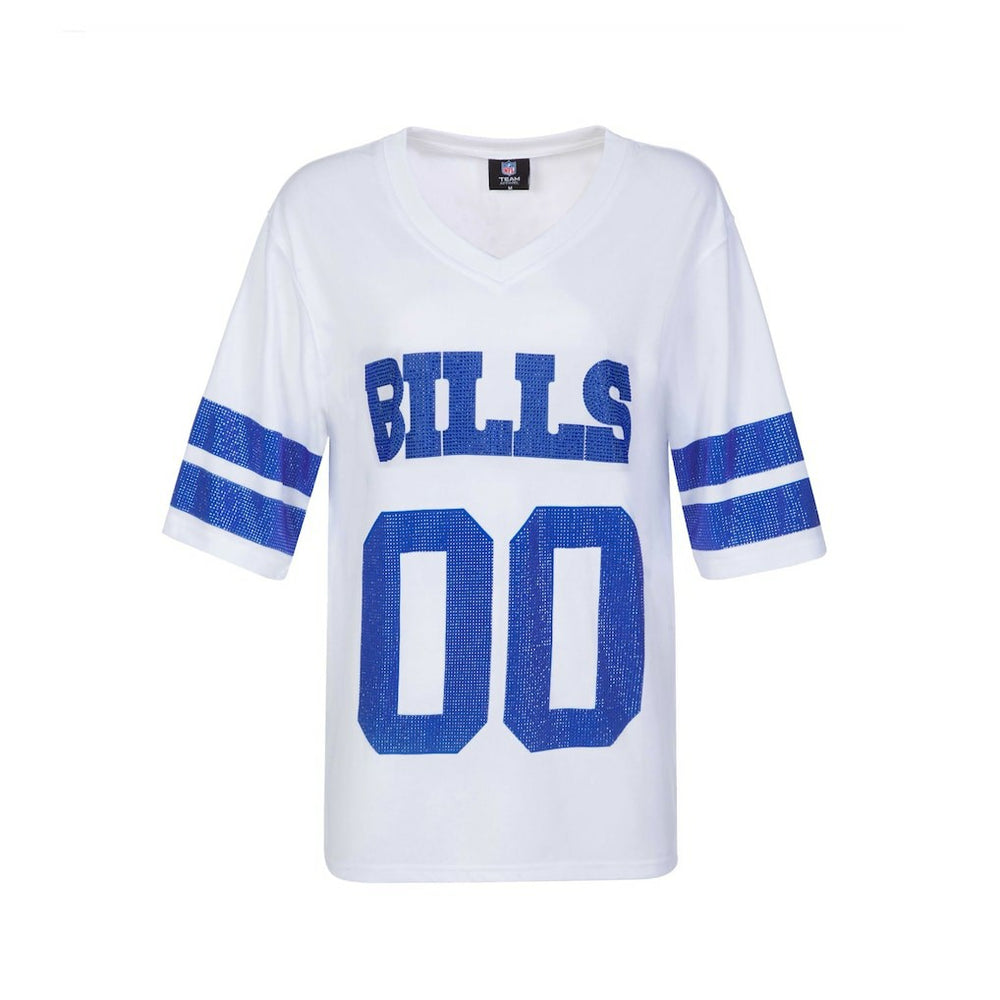 Buffalo Bills Cuce Women's Rhinestone V-Neck Tunic White