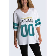 Jacksonville Jaguars Cuce Women's Rhinestone V-Neck Tunic White