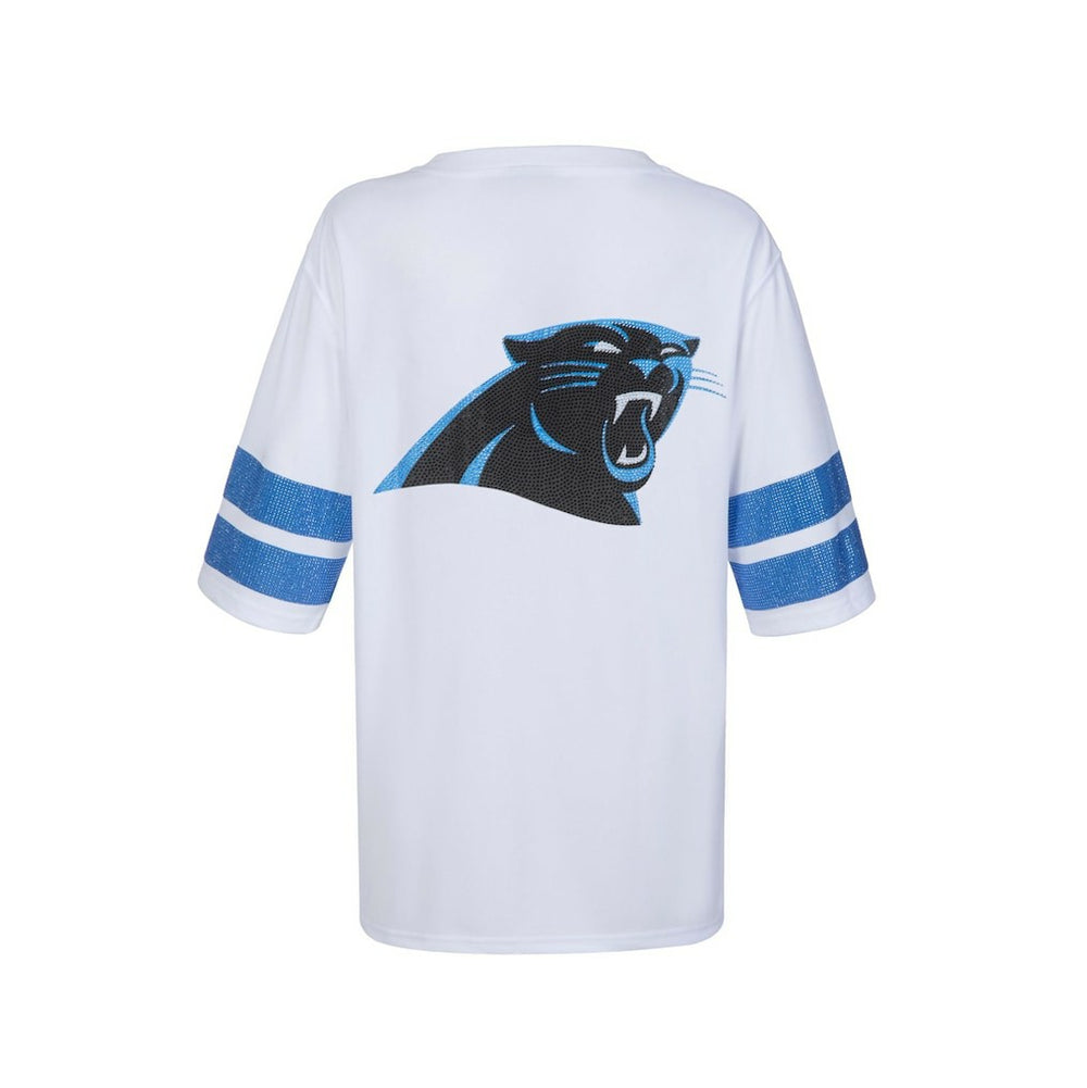 Carolina Panthers Cuce Women's Rhinestone V-Neck Tunic White