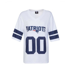 New England Patriots Cuce Women's Rhinestone V-Neck Tunic White