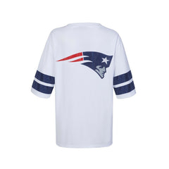 New England Patriots Cuce Women's Rhinestone V-Neck Tunic White