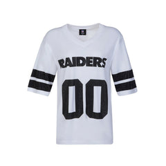 Las Vegas Raiders Cuce Women's Rhinestone V-Neck Tunic White