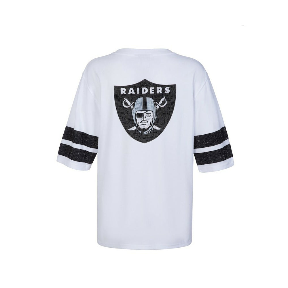 Las Vegas Raiders Cuce Women's Rhinestone V-Neck Tunic White