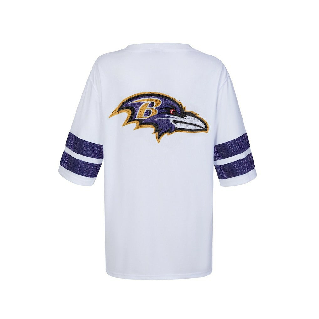 Baltimore Ravens Cuce Women's Rhinestone V-Neck Tunic White