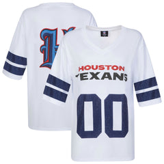 Houston Texans Cuce Women's Rhinestone V-Neck Tunic White
