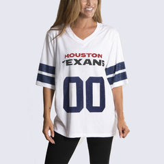 Houston Texans Cuce Women's Rhinestone V-Neck Tunic White