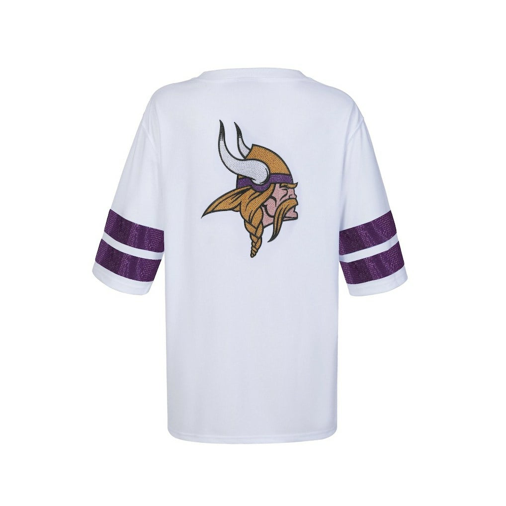 Minnesota Vikings Cuce Women's Rhinestone V-Neck Tunic White